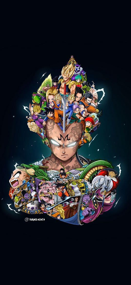 goku, dragon ball, vegeta, anime, art