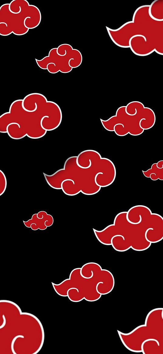 akatsuki, naruto, shippuden, anime, red clouds, black background