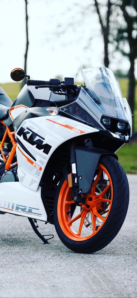 motorcycle, bike, orange, white, road