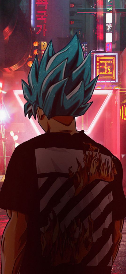 goku, super saiyajin blue, aesthetic, anime, art, neon