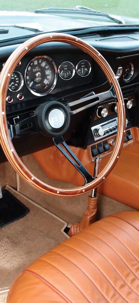 aston martin, dbs, v8, 1969, salon, interior, steering wheel, speedometer