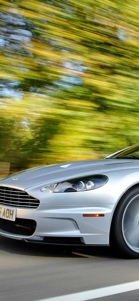 aston martin, dbs, 2008, silver metallic, side view, sport, asphalt