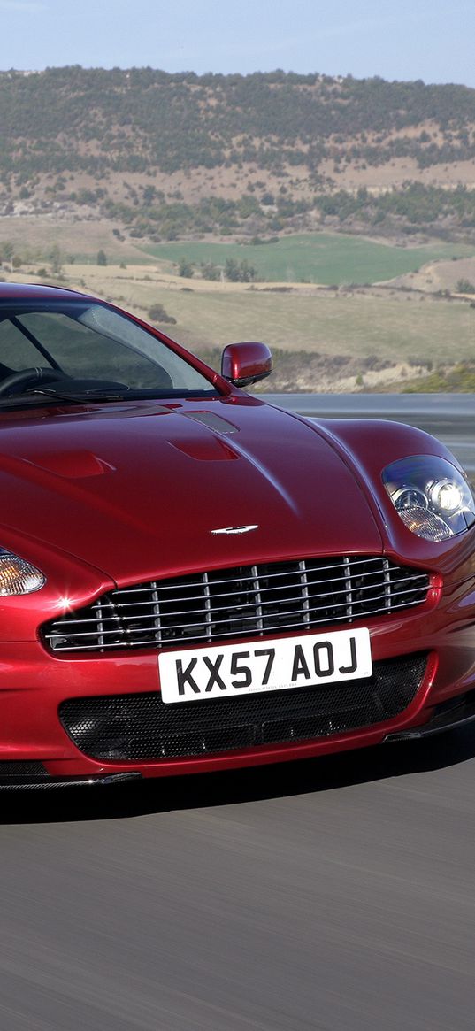 aston martin, dbs, 2008, red, front view, sports, nature