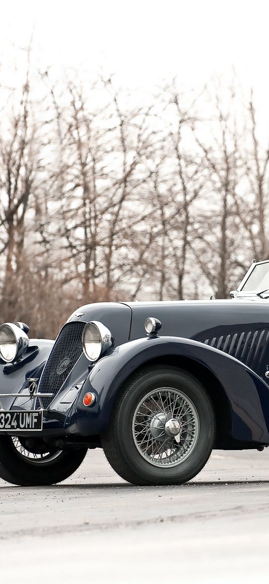 aston martin-jaguar, 1959, blue, side view, retro, asphalt