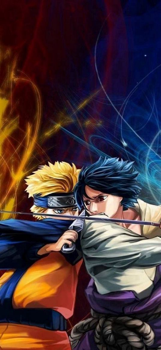 sasuke uchiha, naruto uzumaki, naruto, anime, battle, weapon, magic, art