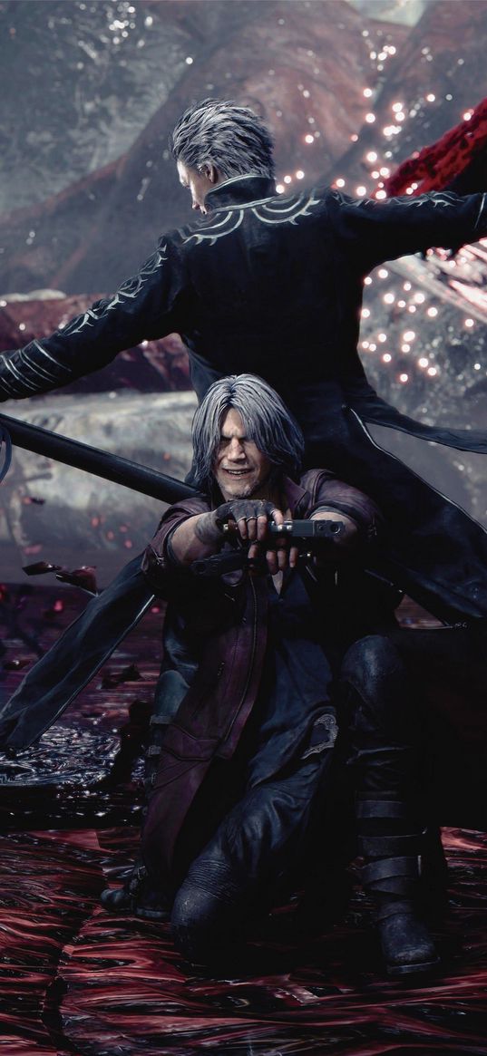 dante, virgil, devil may cry, game, characters, weapon