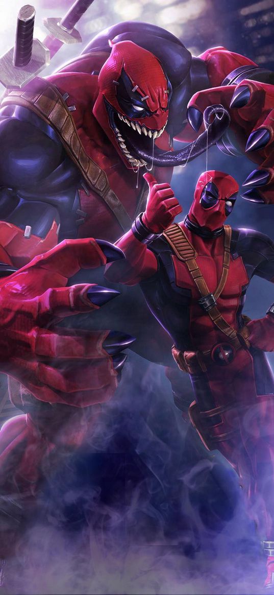 deadpool, superhero, marvel, monster, smoke, art