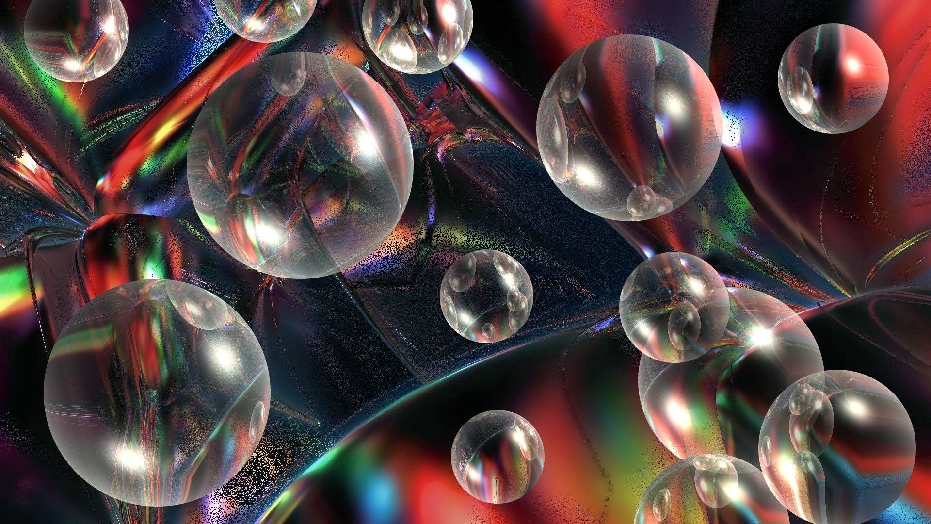 balls, bubbles, colored, glass, transparent