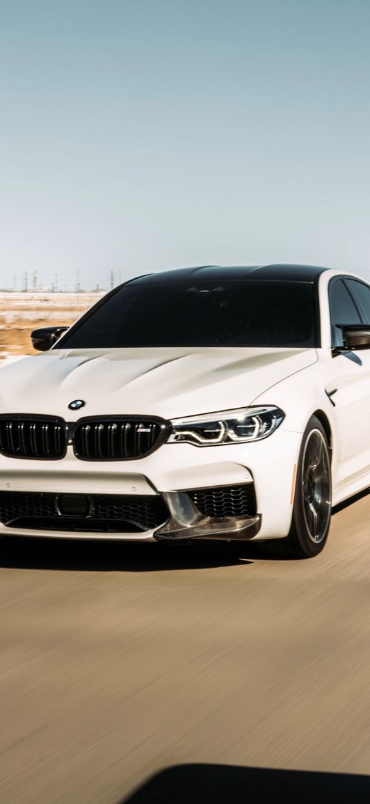 bmw, bmw m5, auto, white auto, movement