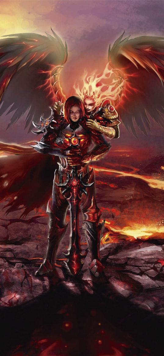 might & magic heroes vi, inferno, games, demon, hell, fire, wings, art