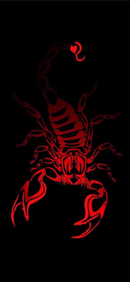 scorpio, red, art, black background