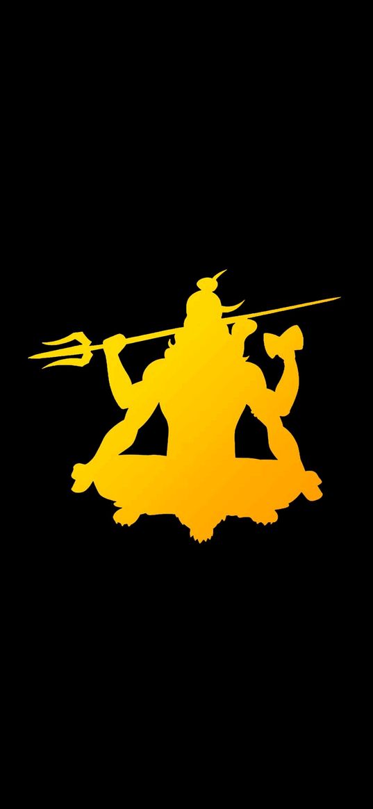 shiva, god, hinduism, yellow, black background