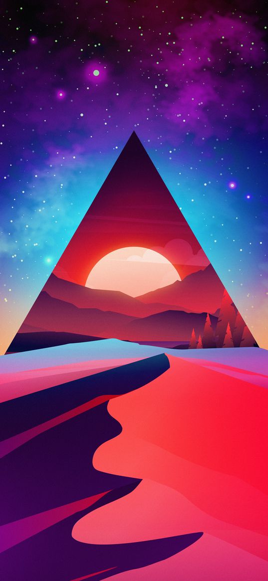 desert, dune, triangle, landscape, art