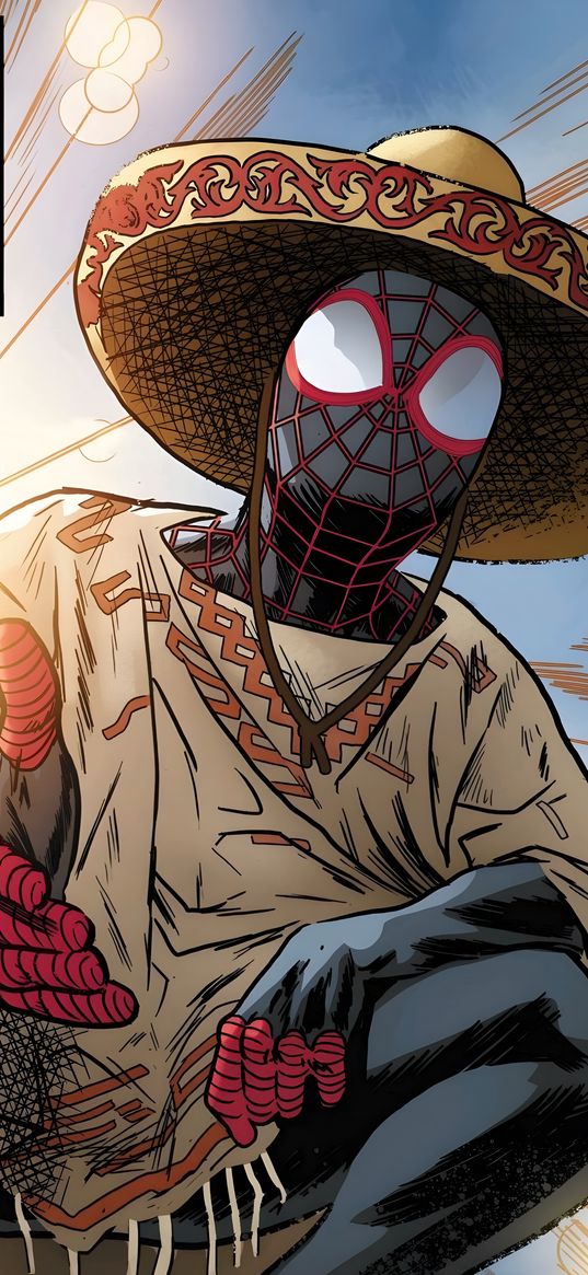 spiderman, spider-man, superhero, marvel, sombrero, hat, poncho, mexico, comic, art