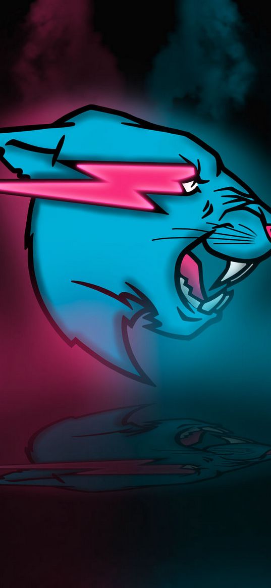 mrbeast, james stephen donaldson, blogger, panther, lightning, logo, smoke, blue, pink, art