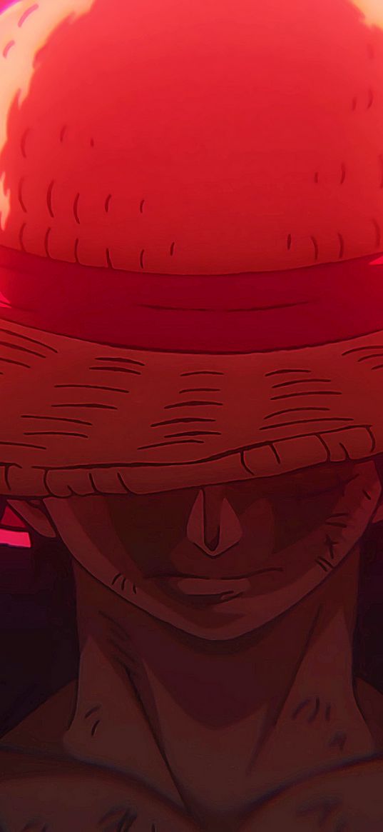 luffy, one piece, anime, guy, hat, raincoat, art