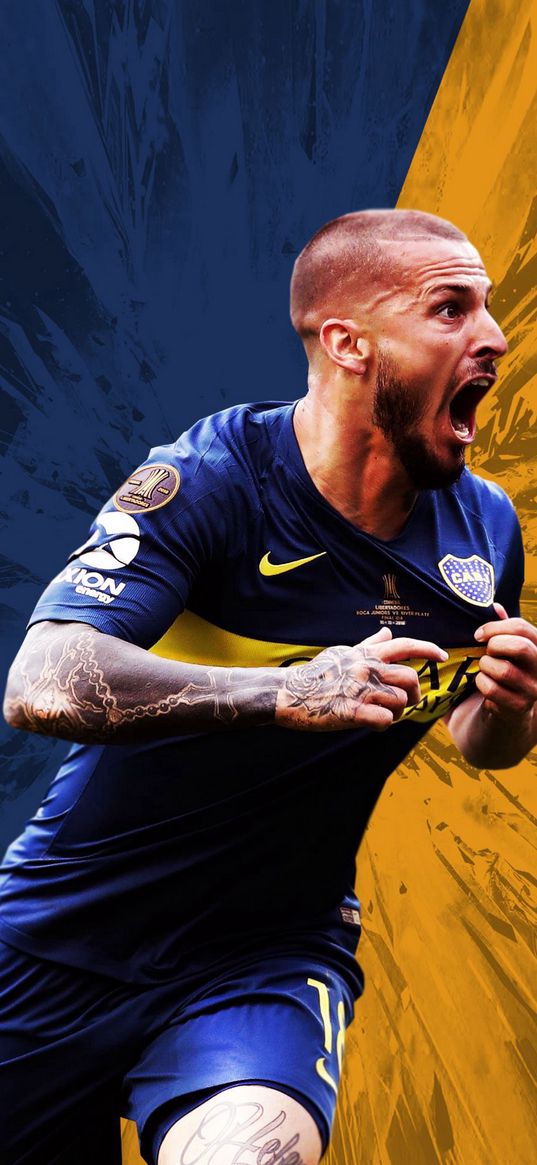 dario benedetto, soccer player, soccer, cabj, boca juniors, blue, yellow