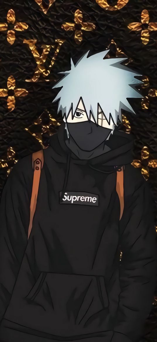 naruto, kakashi, anime, guy, supreme, louis vuitton, art