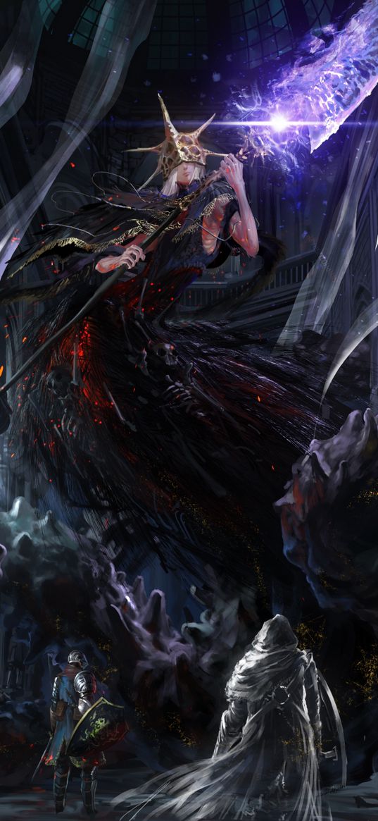 dark souls, games, oldrick god eater, girl, axe, smoke, art