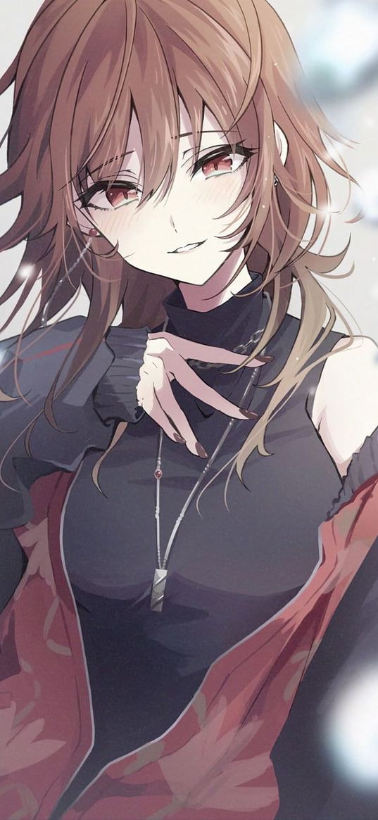 girl, smile, pendant, anime, art