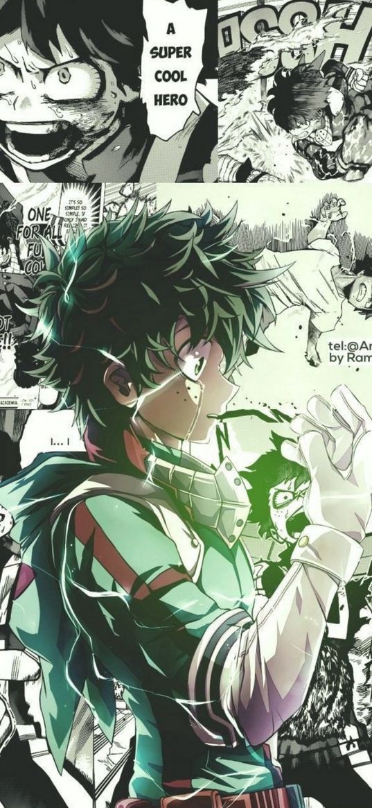 my hero academia, midoriya, anime, art, collage