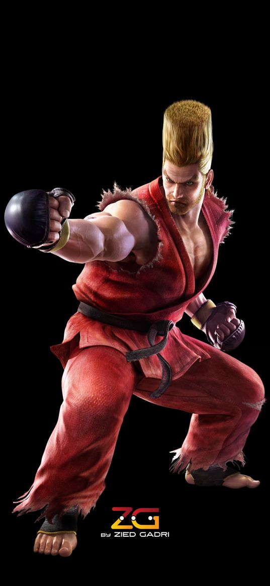 paul, tekken, game, man, fighter, kimono, boxing gloves, black background, art