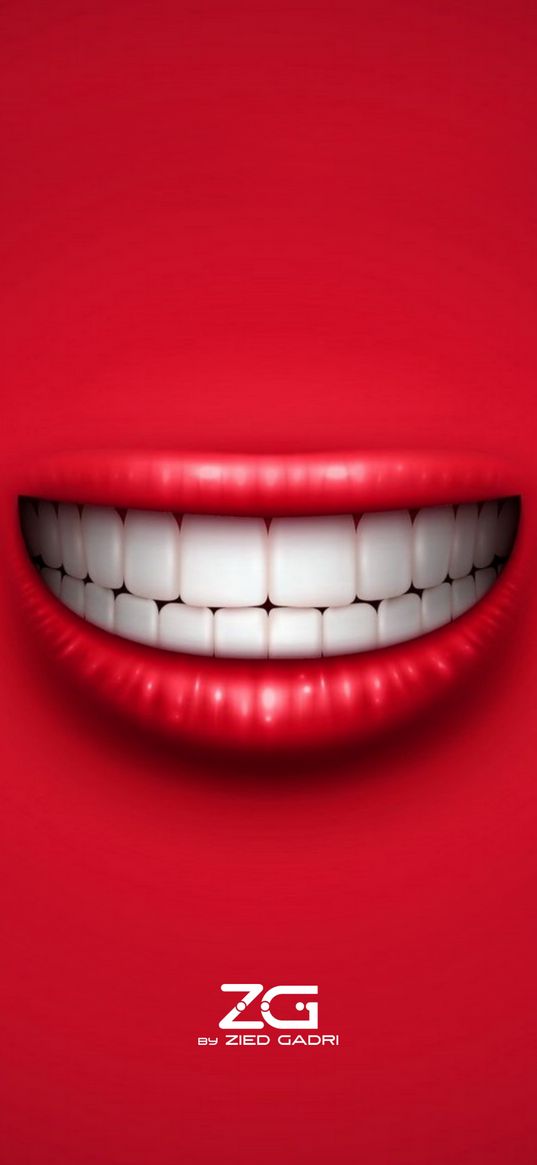 mouth, lips, teeth, smile, red, art