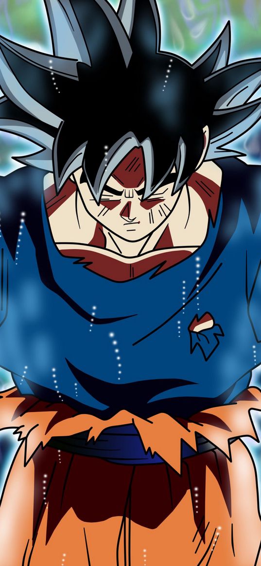 goku, dragon ball, anime, guy, fighter, super power, glow, art