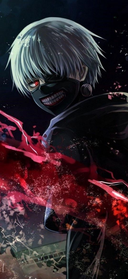 kaneki ken, tokyo ghoul, anime, guy, monster, paint, spray, art