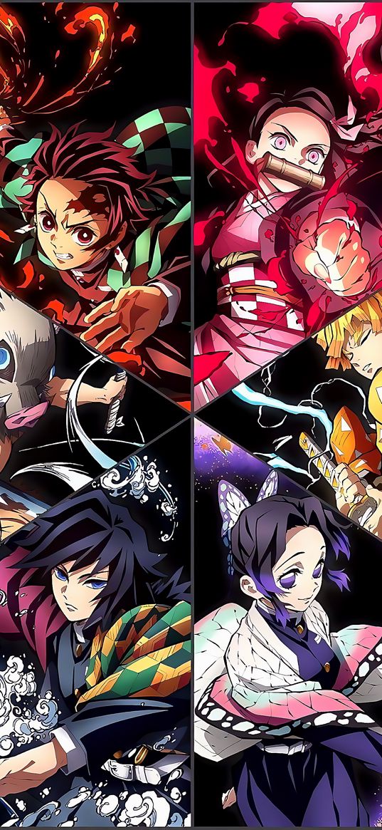 demon slayer, anime, tanjiro, nezuko, inosuke, zenitsu, giyu, shinobu