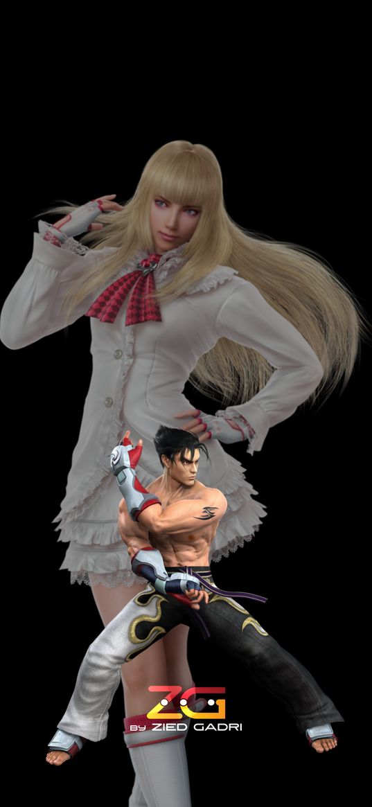 jin kazama, lily, tekken, game, characters, black background