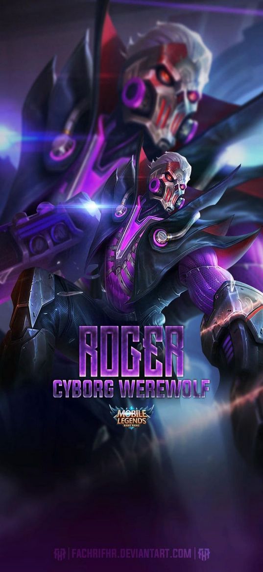 roger, cyborg, werewolf, mobile legends, game, character, animation