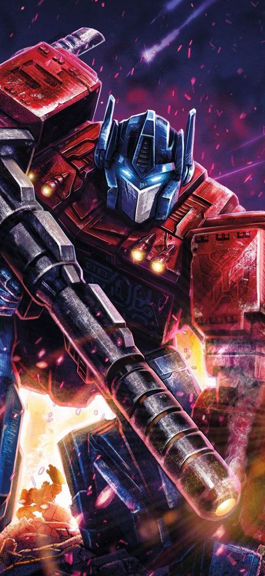 johnson, mobile legends, game, character, optimus prime, transformer, robot, gun, sparks, art