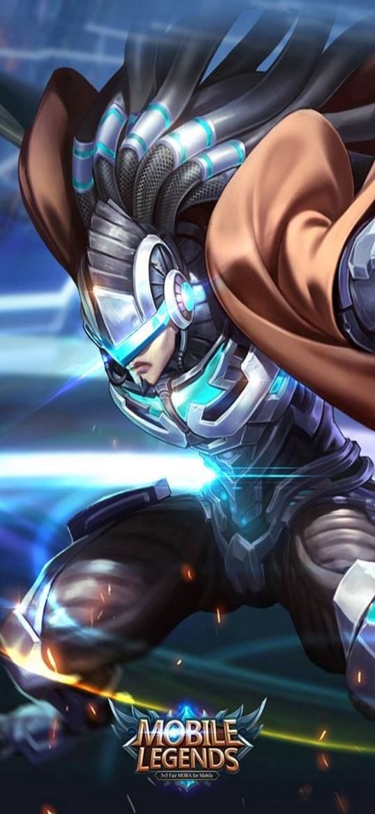 alpha, mobile legends, game, character, cyborg, armor, helmet, art