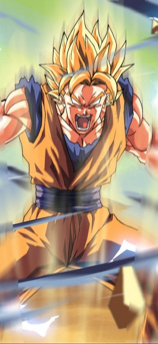 goku, dragon ball, anime, fighter, rage, anger, stones, yellow, art