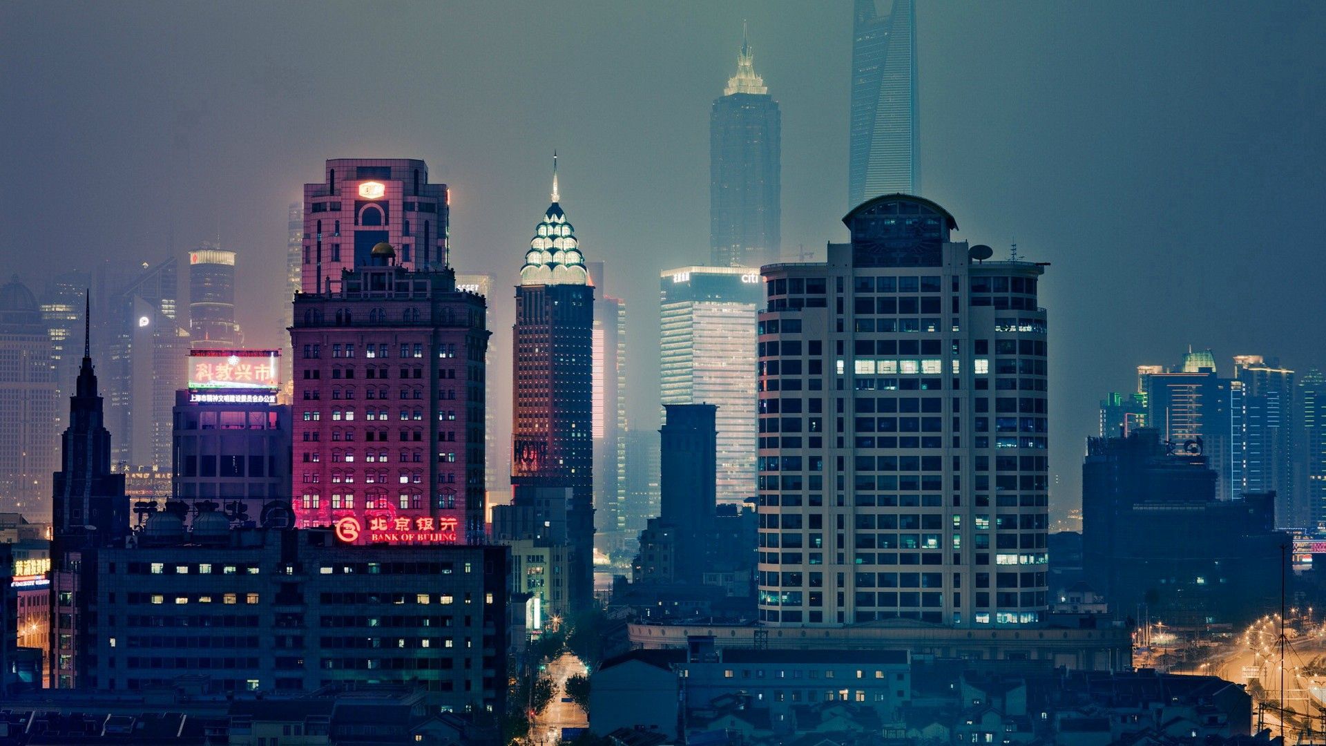 china, hong kong, buildings, city, night