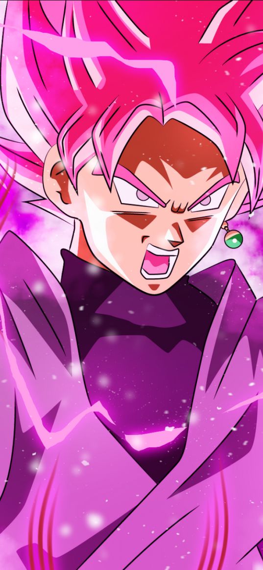 goku, dragon ball, anime, fighter, rage, evil, super power, pink, art