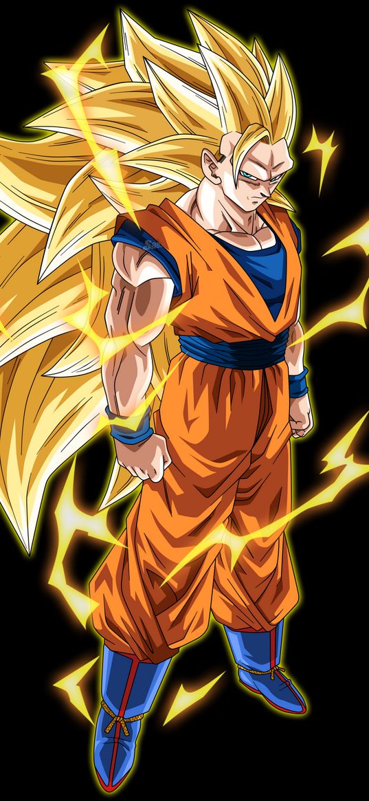 goku, dragon ball, anime, fighter, lightning, white background, art