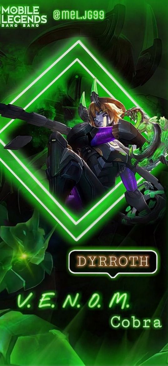 dirroth, mobile legends, game, character, horns, armor, mechanism, green, art