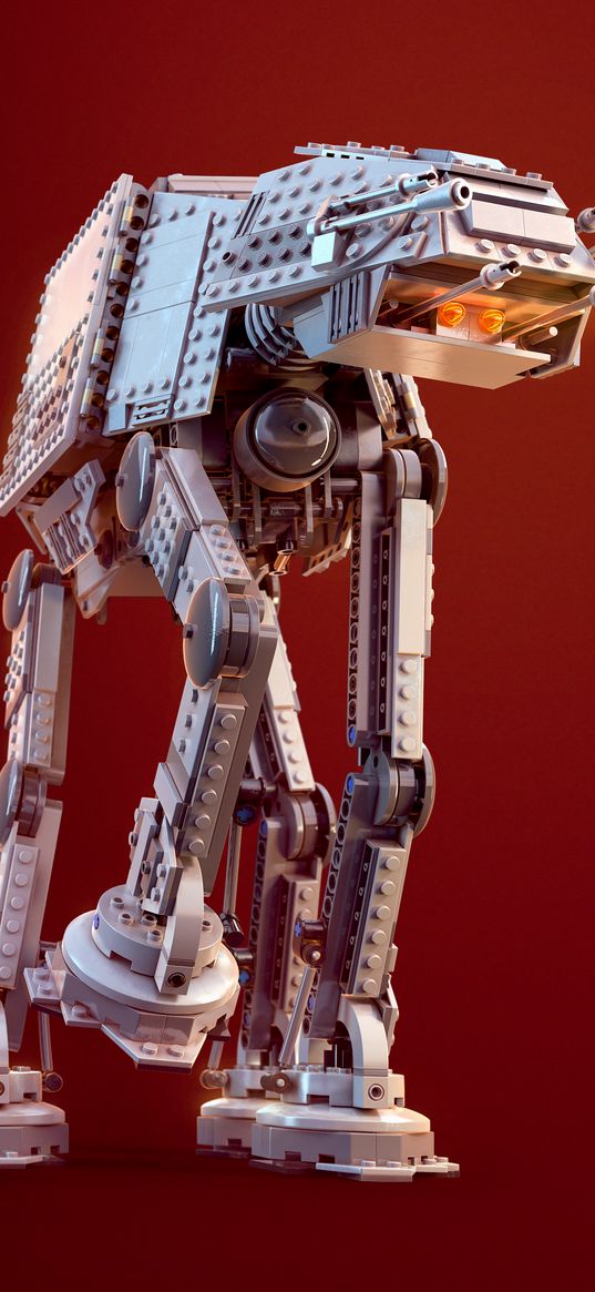 at-at, walker, star wars, lego, robot, constructor, red background