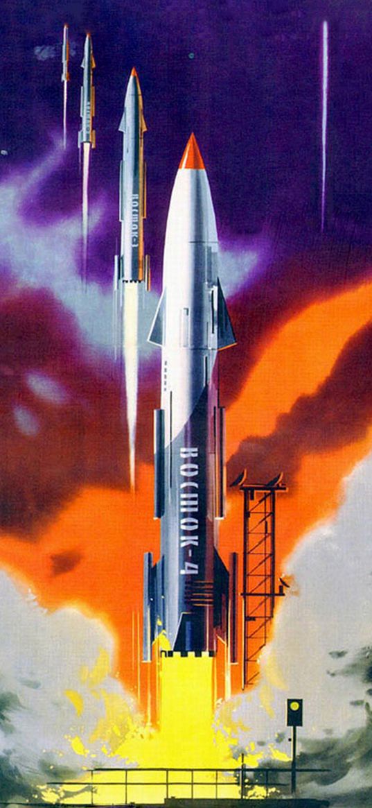 space, rocket, history, ussr, poster