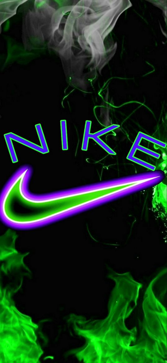 nike, logo, brand, text, smoke, neon