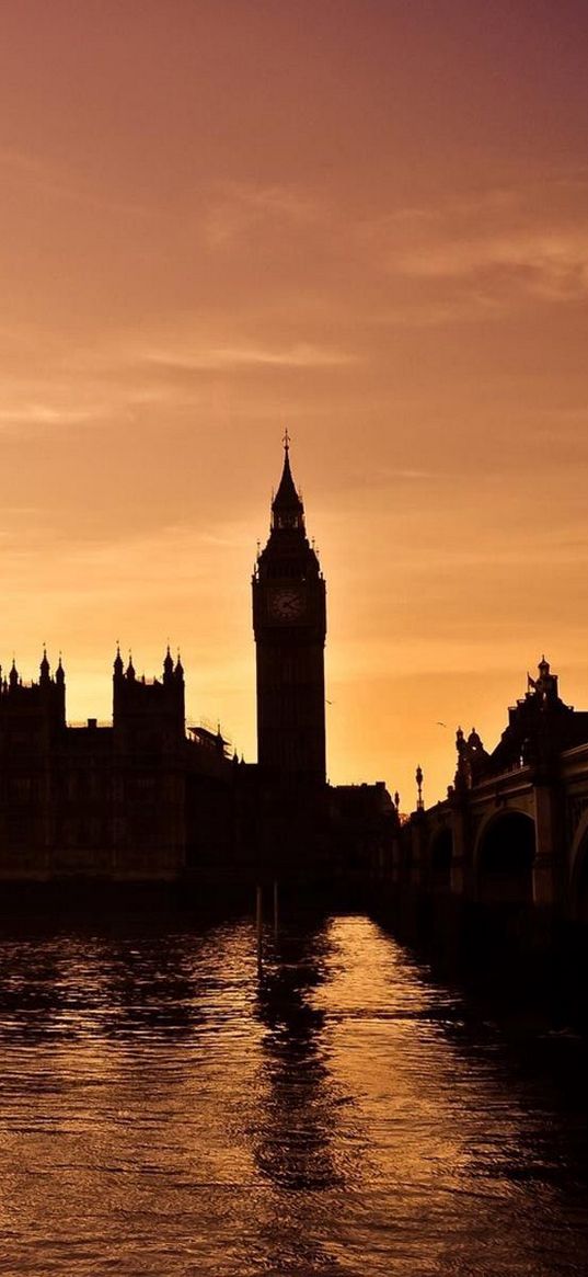 london, big ben, night, landscape