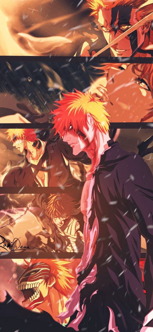 ichigo kurosaki, bleach, anime, character, collage, art