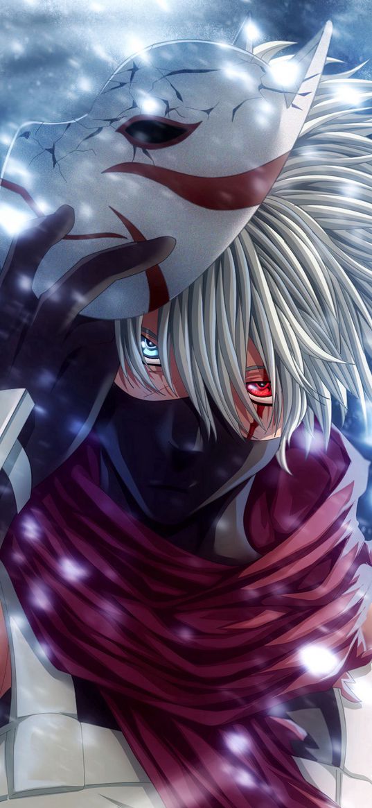 kakashi hatake, naruto, anime, mask, snow, art