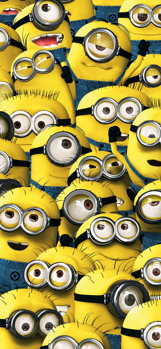 minions, cartoon, crowd, art