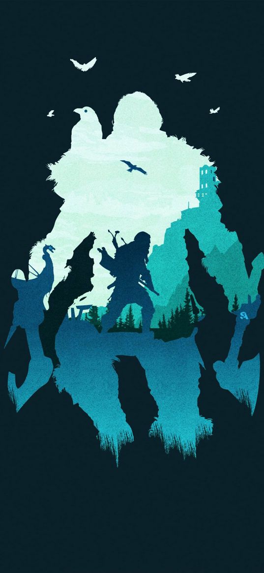 assassin's creed valhalla, game, viking, warrior, silhouette, art