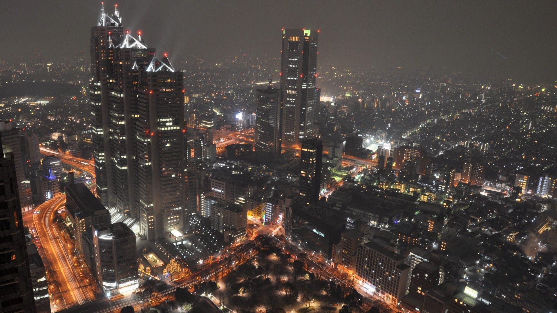 japan, tokyo, night, lights city, top view