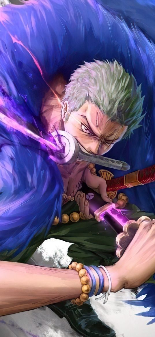 roronoa zoro, one peace, anime, character, warrior, sword, art