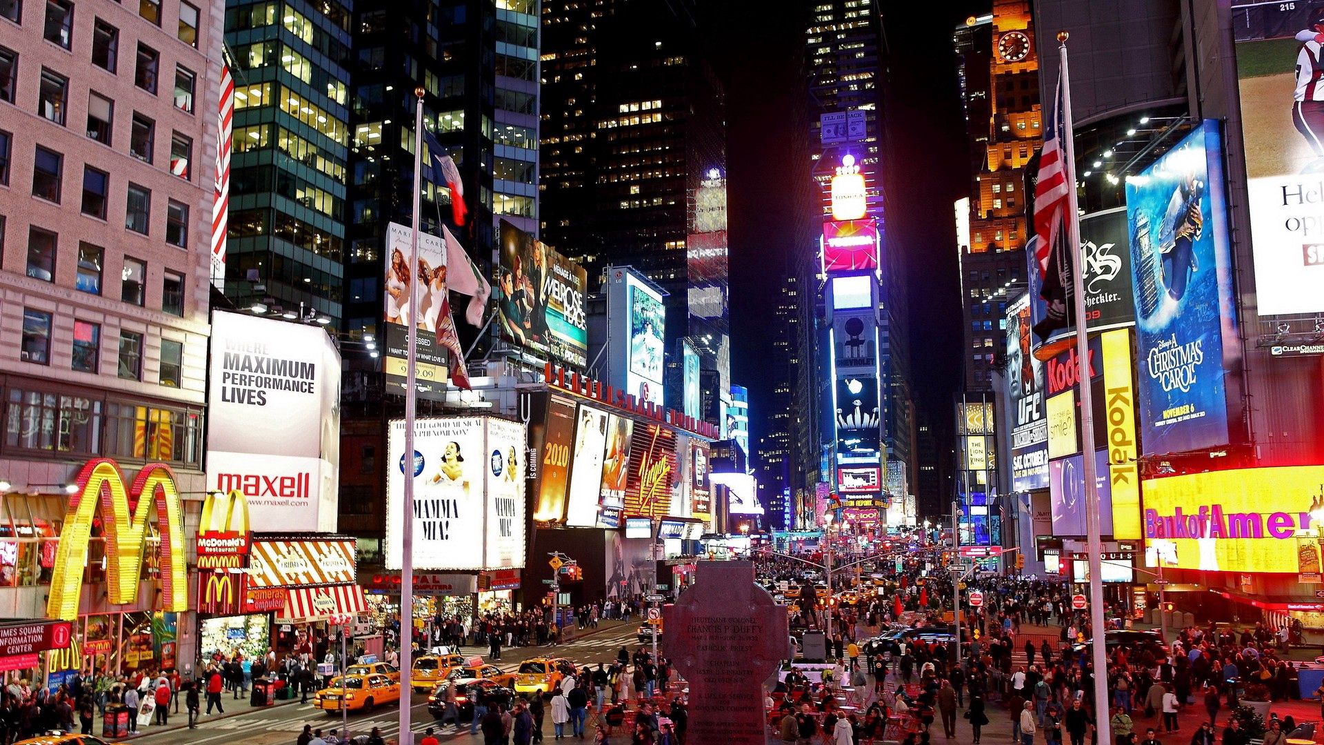 new york, manhattan, street, night